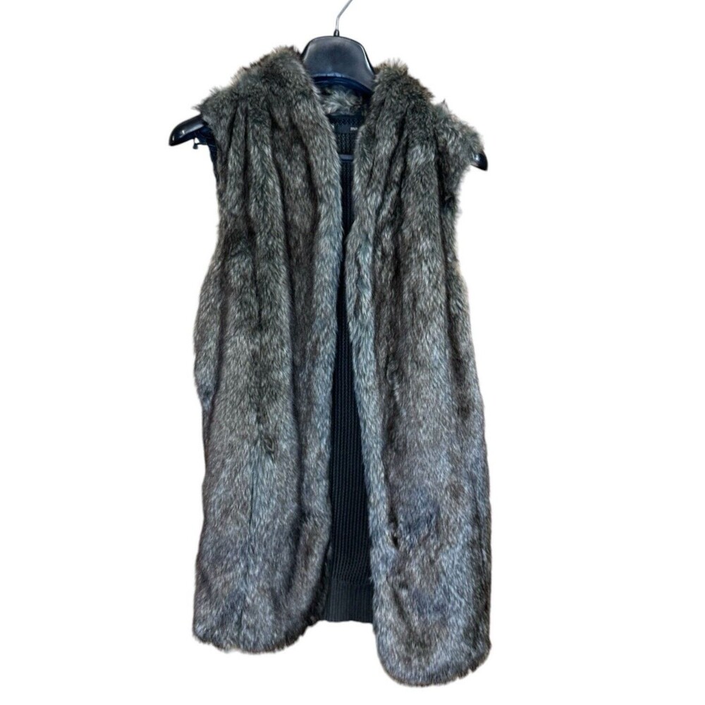 Maurices Vest faux fur knitted Open Front cabincore punk boho chic